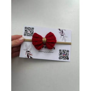 Повʼязка для дівчинки з вʼязаним бантиком «Red Bow»