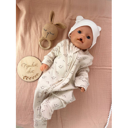 Бавовняний чоловічок на замочку для новонародженого «Soft Beige Dots»