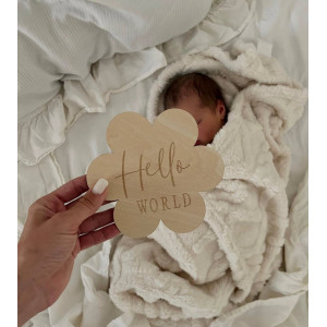 Набір дерев’яних табличок для фото «Hello World» (1–12 місяців)