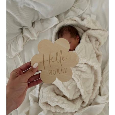 Набір дерев’яних табличок для фото «Hello World» (1–12 місяців)
