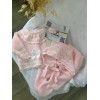 В’язаний набір для новонародженої "Soft Pink" (кофтинка + повзунки + чепчик)