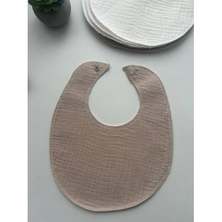 Нагрудник мусліновий непромокаючий "Beige Basic" | 0–1 рік
