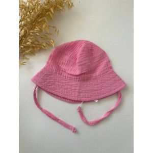 Панамка муслінова "Pink Basic" — однотонна рожева