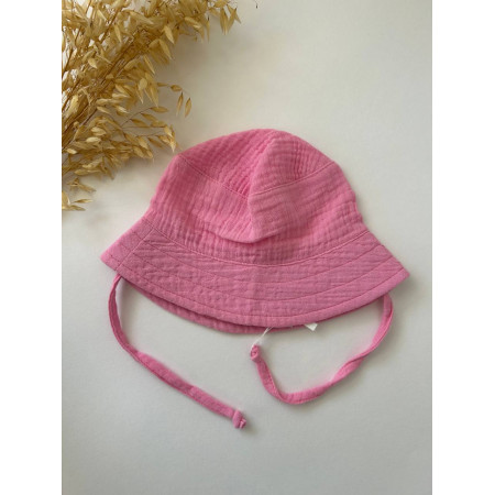 Панамка муслінова "Pink Basic" — однотонна рожева