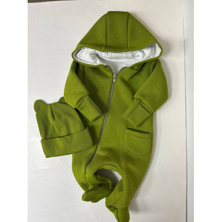 Ромпер з тринитки з начісом для новонародженого «Soft Green Cozy»