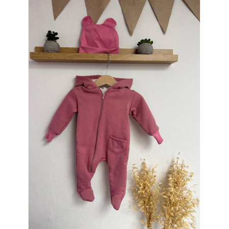 Ромпер з тринитки з начісом для новонародженого «Pink Cozy Baby»