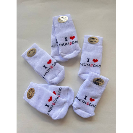 Шкарпетки махрові «I love» білі 0–6 міс